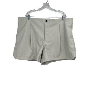 Avec Les Filles Faux Ever Leather Pleated Shorts Plus Size 2X Bone White